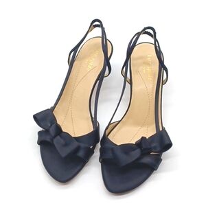 Kate Spade Mattie Satin Bow Heels Black Strappy 7 Narrow Formal Glam Coquette